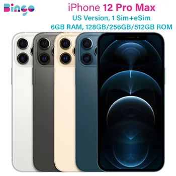 هاتف iPhone 12 Pro Max A2342 128GB 256/512GB 6GB RAM 5G 12MP A14 IOS 6.7 بوصة Super Retina XDR OLED Face ID NFC eSim هاتف محمول أصلي 1