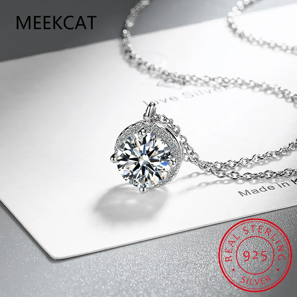 

Женское Ожерелье с круглым кулоном из муассанита 1ct D VVS1