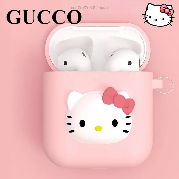 

Защитные Чехлы Hello Kitty для Apple Airpods 2 3 поколения Pro, чехол для беспроводной Bluetooth-гарнитуры, силиконовый мягкий чехол с крючком