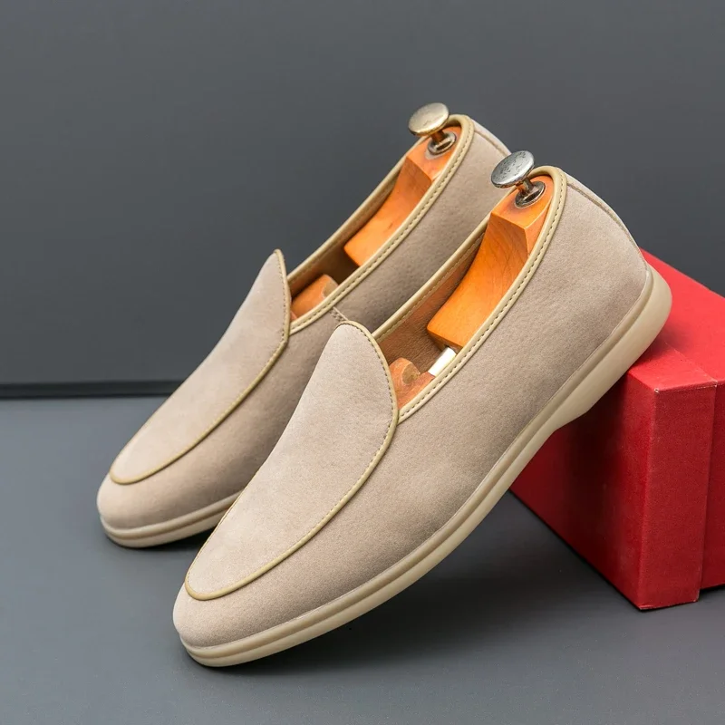 Summer Mens Loafers Luxury Brand Outdoor Casual Shoes Suede Leather Walking Shoes Lace-up Business Mocassin