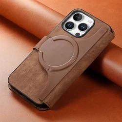 Premium Flip Leather Wallet Case with Detachable Card Slot Holder - iPhone 14 Plus (Brown)