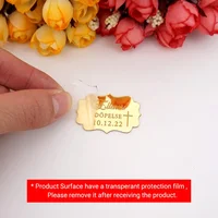 30pcs Baptism สติกเกอร์ขนาดเล็กที่กําหนดเองชื่อกระจกอะคริลิคส่วนบุคคลวันเกิด New Born เพศเปิดเผย Baby Shower สําหรับ DIY Decor 4