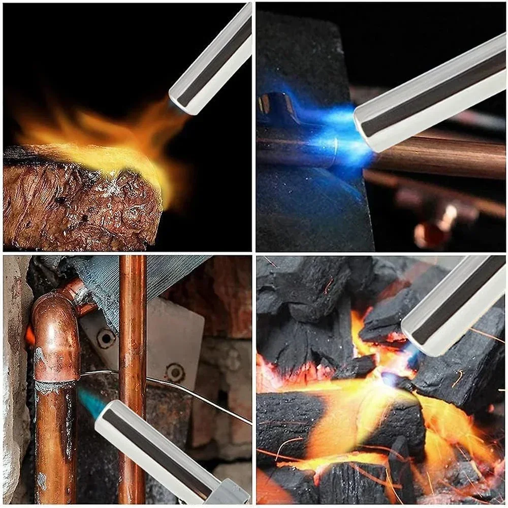 Portable Metal Flame Gun Butane Burner High Temperature Welding Gas Torch Lighter Camping BBQ Heating Ignition Butane Gas Burner welding gas torch