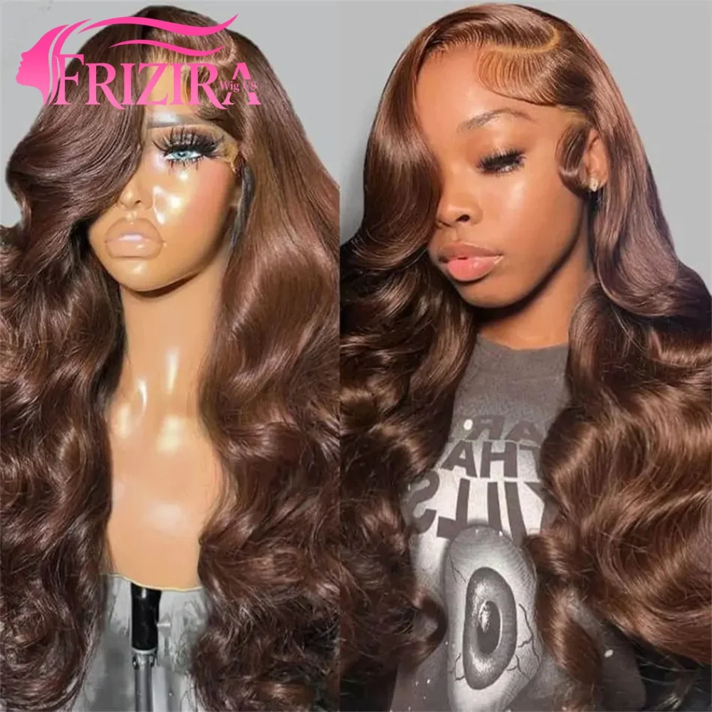 13x6 HD Lace Front Wig Human Hair Wig 30 Inch 13x4 Lace Frontal Wig Chocolate Brown Colored Brazilian Body Wave Human Hair Wigs 1