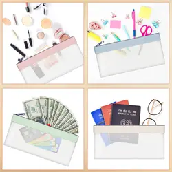 Versatile Clear Zipper Pouches - Set of 4 for Cash, Receipts, and Essentials (4Pcs)