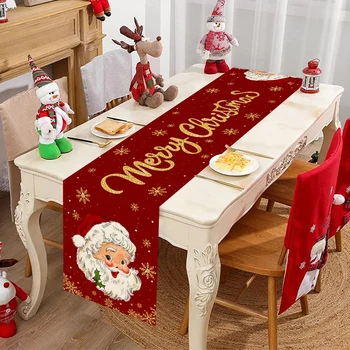 Santa Claus Christmas Table Runner Christmas Decorations For Home 2025 Xmas Table Flag Navidad Noel Gifts New Year Tablecloth 1