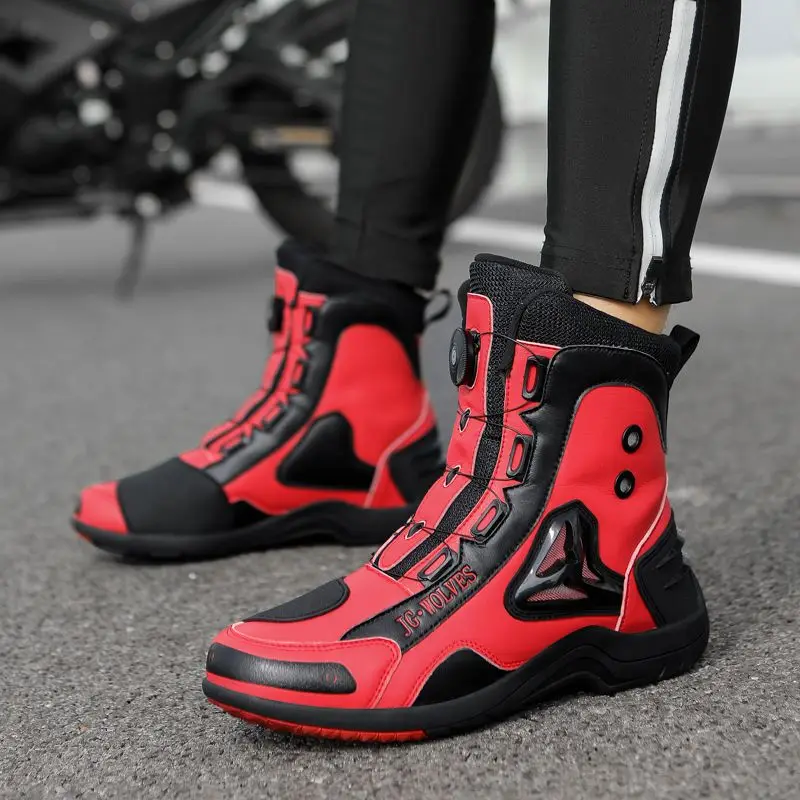 Waterproof Motorcycle Boots Men's Mid-Calf Motorcycle Protective Boots Rubber-Soled Off-Road Shoes Shoes