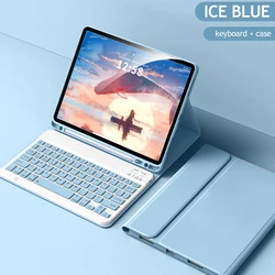 Premium Touchpad Keyboard Case with Wireless Mouse and Tablet Cover for Mini 5 4 3 2 1 (B Blue no mouse)