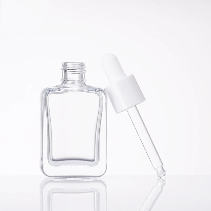 30ML Clear/Purple Glass Dropper Bottle Oblate Square Aromatherapy Liquid Essence Massage Oils Serum Pipette Refill Skincare_voghion.com