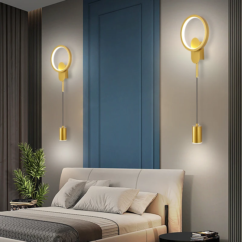 Modern LED Wall Lamp Nordic Gold Wall Light 24W Bedside Indoor Lighting Home Decor Light Luxury Living Room Bedroom Kitchen