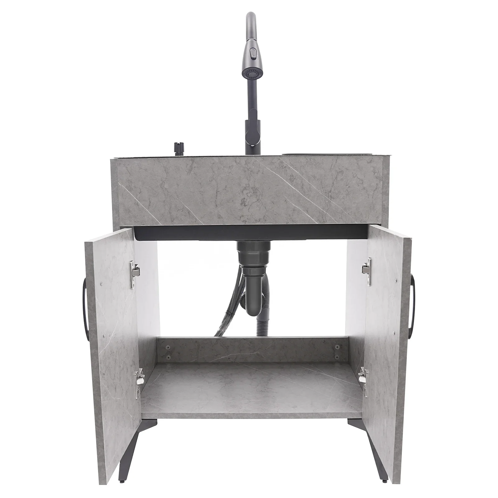 Stainless steel Kitchen sink Laundry Sink W/ Cabinet and Faucet alloy Cabinet for Laundry Utility Room Laundry Tub 3