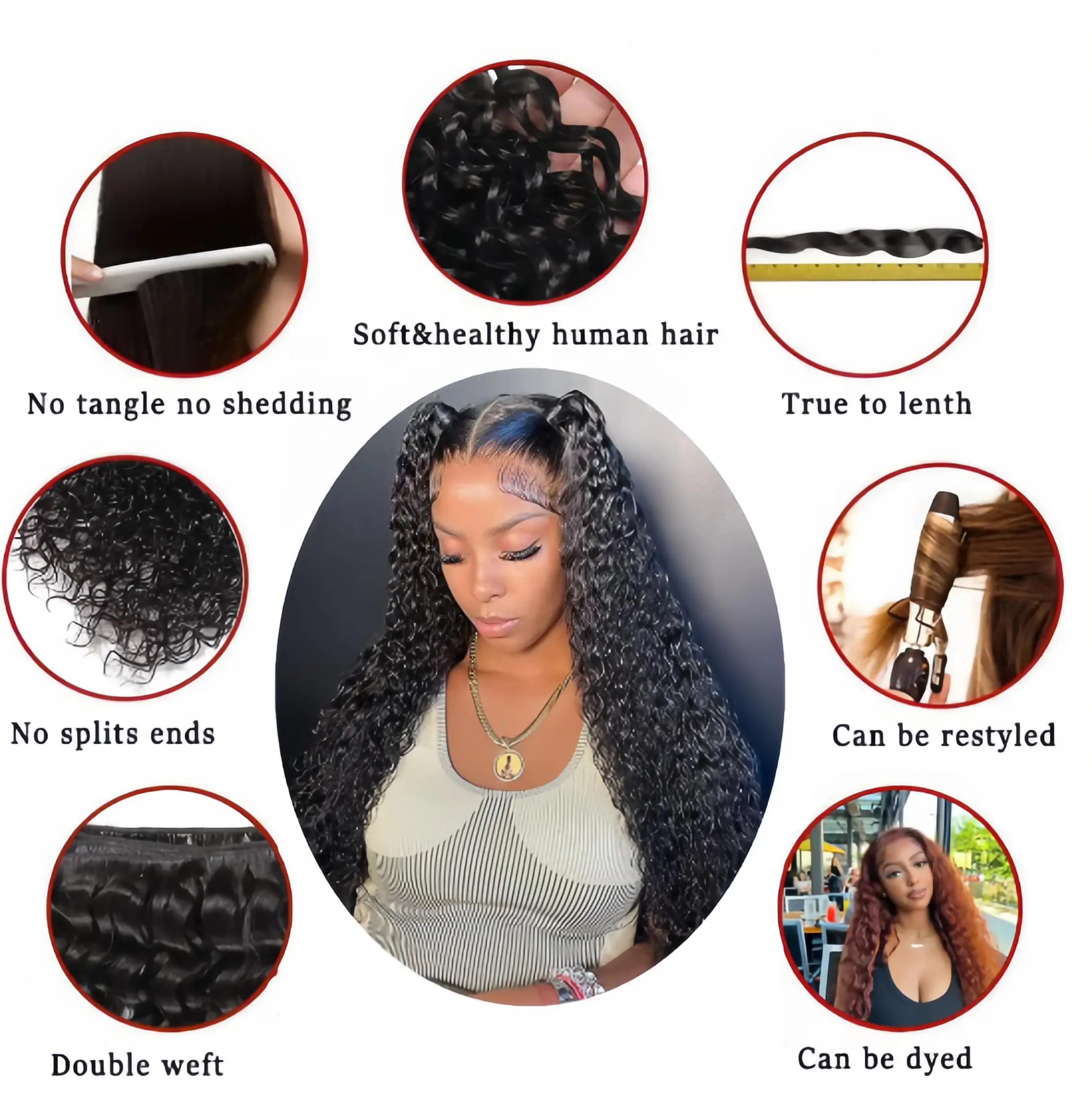 Human Hair Extensions Deep Wave Bundles 1/3 Pieces Raw Hair Human Natrual Doubles Weft Virgin For Black Women
