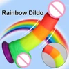 Soft Realistic Dildos Dick Rainbow Silicone Men's Penis Suction Cup Female Vagina Anal Masturbation Massage Sex Toys For Womans 1
