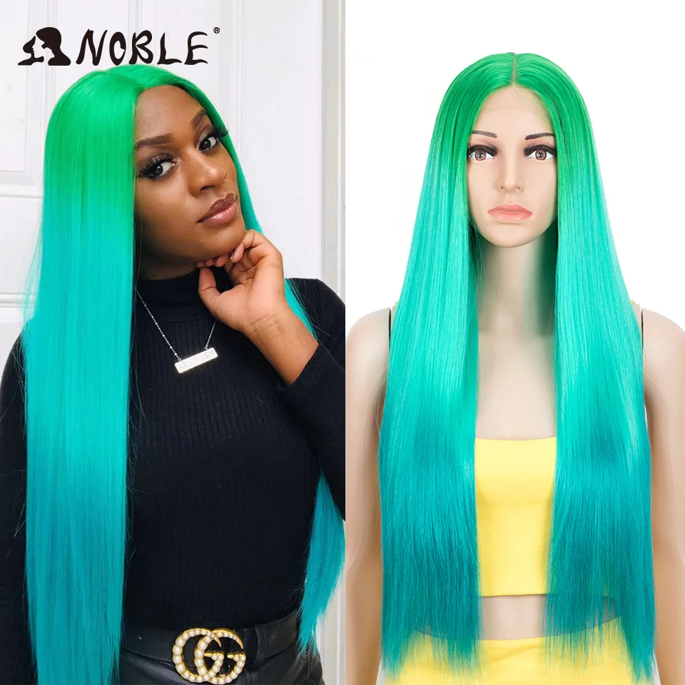 Noble Synthetic Lace Front Wigs For Black Women Green Color Hair Long straight Wig 30inch Lace Wig Heat Resistant Cosplay Wigs jordan 1 low golf noble green dd9315 107