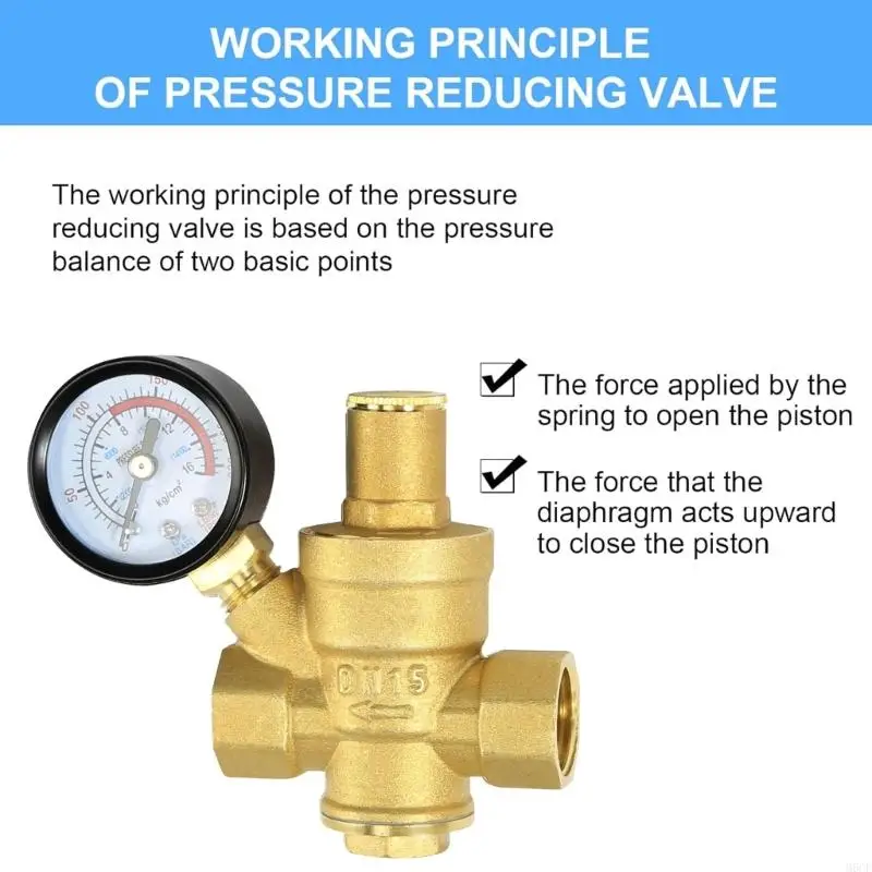 M6CF Pressure Regulator Water Inch DN15 with Pressure Gauges High Hardness Brass Adjustable Regulator for Water