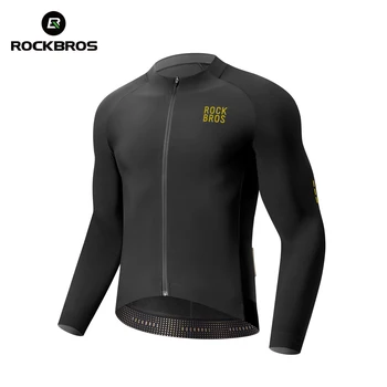 ROCKBROS Winter Cycling Jersey Men High Elastic Diamond Thermal Fleece Bike Coat Non-Slip Comfortable Cycling Jacket Clothing