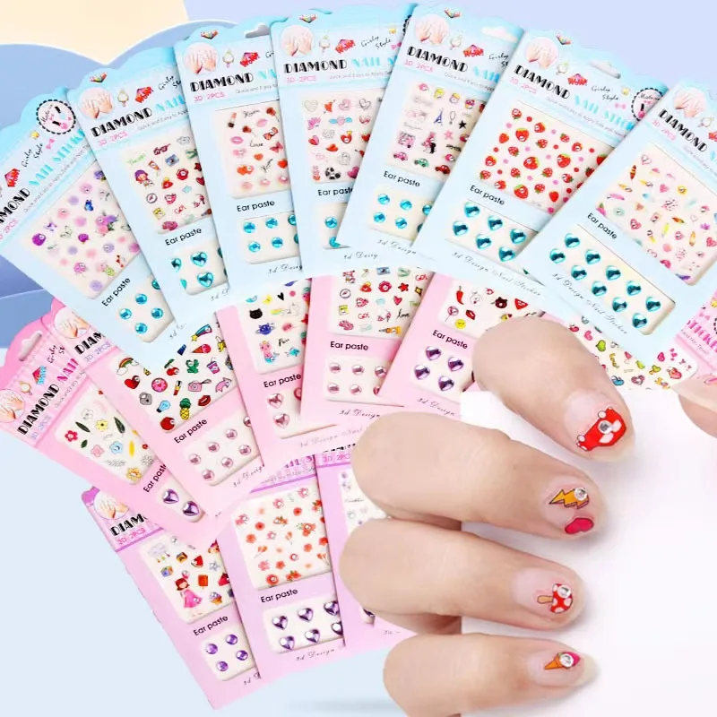 

Diamond Nail Stickers for Women Kids Teens Girls Sparking Nail Decals for Nail Art Decoration Include Rainbow Fruits Animals