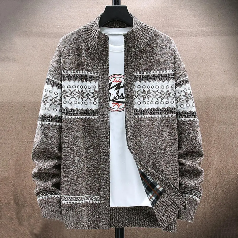 

Autumn and Winter Jacket Men's Korean Version of Slim Knit Cardigan Plus Velvet Padded Coat Men's Casual Shirt