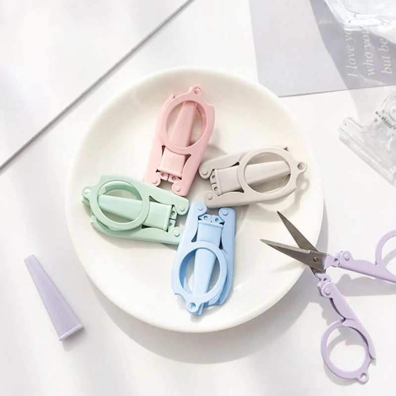 Cute Foldable Scissors Mini Morandi Paper Cutter Knife Portable Envelopes  Opener DIY Handmade Art Tools School Office Supplies