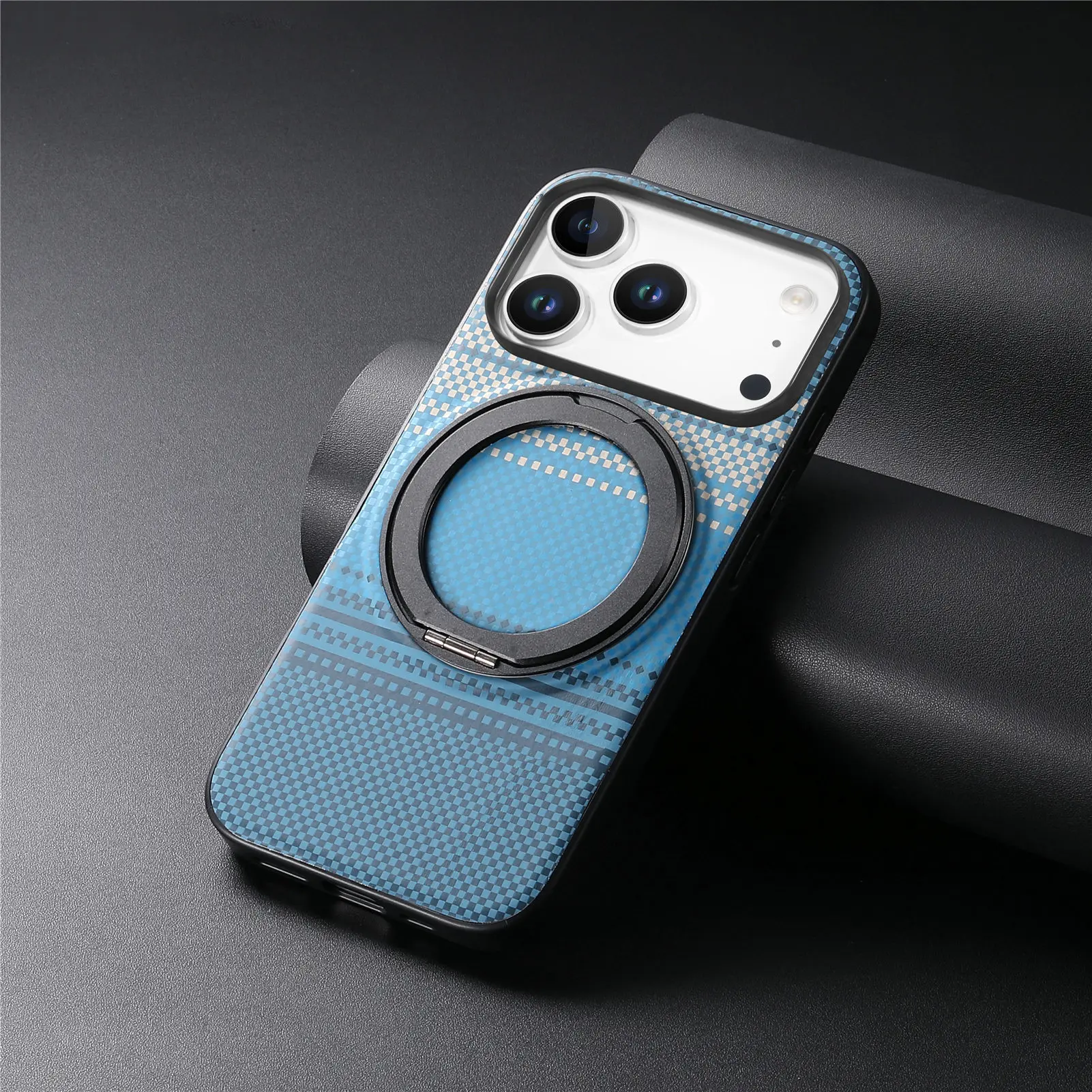 Magnetic Rotating Stand Shockproof Braided Texture Phone Case
