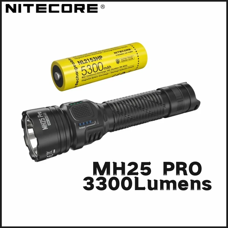 NITECORE MH25 PRO Rechargeable Flashlight 3300Lumens Ultra Long Range Include 5300mAh Battery