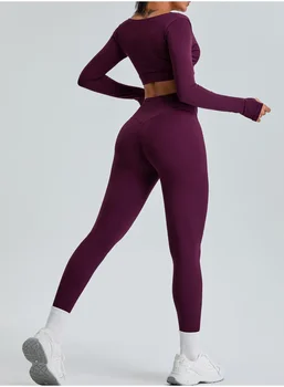 Conjunto de Gimnasio para Mujer Ropa de Yoga Top Deportivo Levantamiento de Glúteos Leggings de Cintura Alta Traje de Entrenamiento Fitness TM0218 7