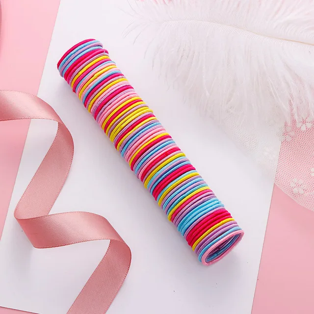 30/50/100pcs Hair Tie Girls with Black Hair Tie High Elastic Rubber Band for Women Men Thin Hair Tie Hair Accessories Hair Ties Rose red-3cm