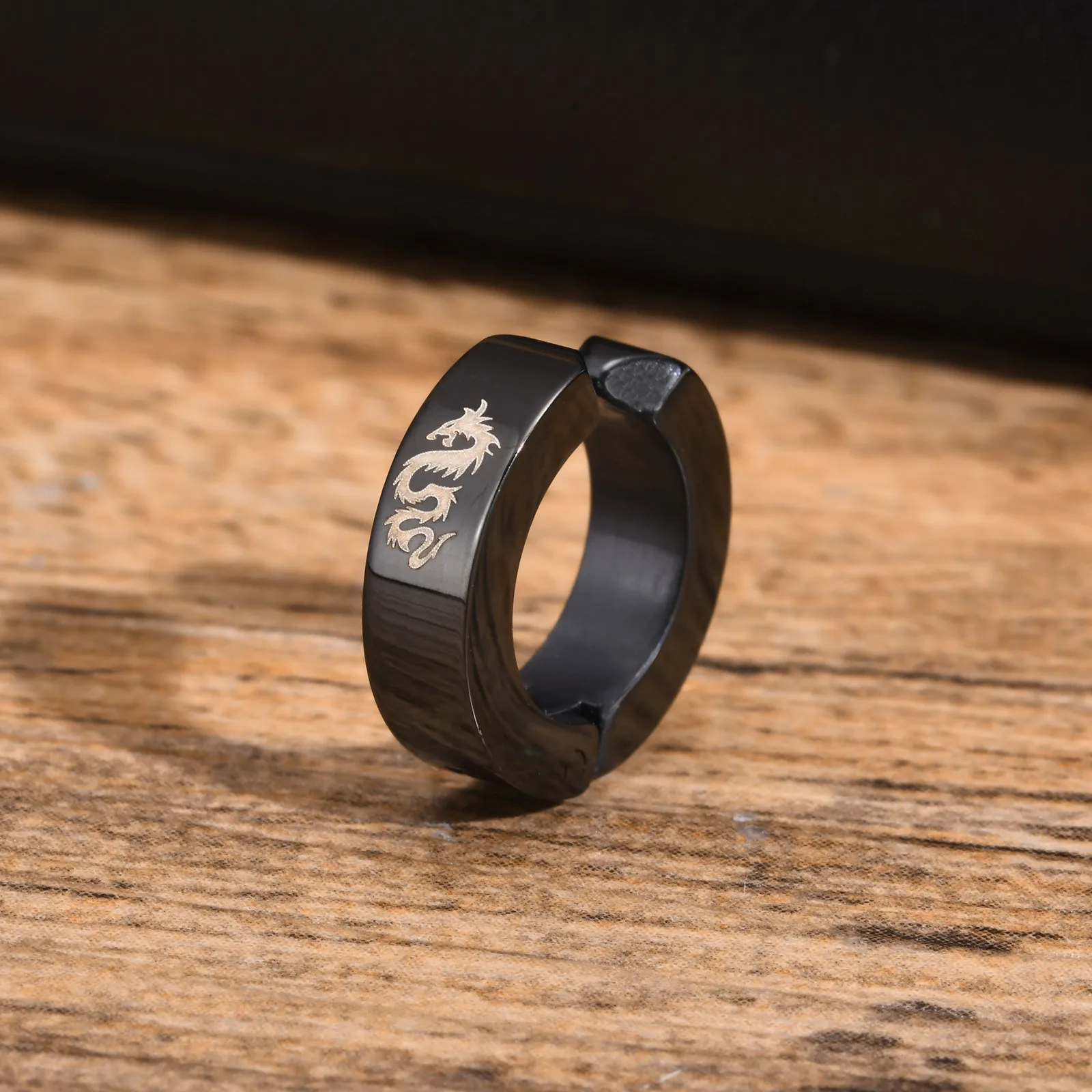 Dragon Non Piercing Clip Earrings for Men Boys,Stainless Steel