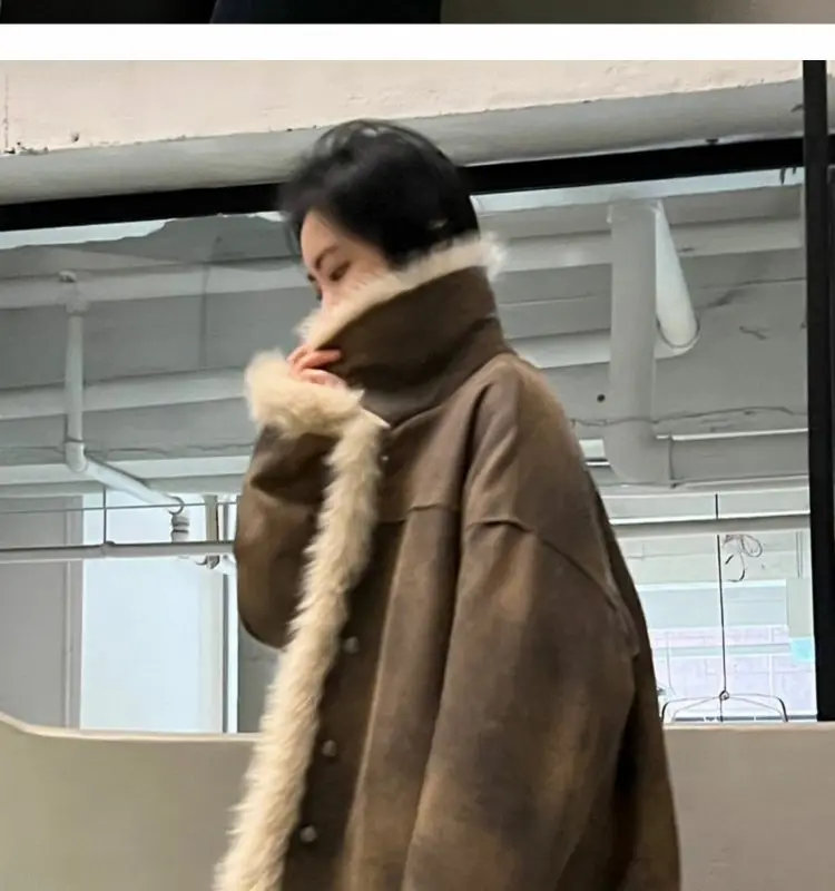Lamb Wool Fur one Cotton-Padded fUR Coat 2024 Winter Fatty Senior Sense Plus Cashmere Thick Cotton-Padded Coat Jacket Zichao X4