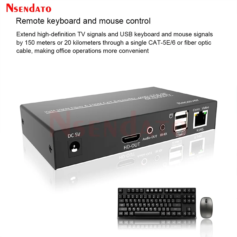 HDMI KVM Fiber Optical Extender 20Km Over Cat5e/6 TCP/IP SC With Loop Out 4K 60hz Extender HDMI Fiber Optical Transceiver For TV
