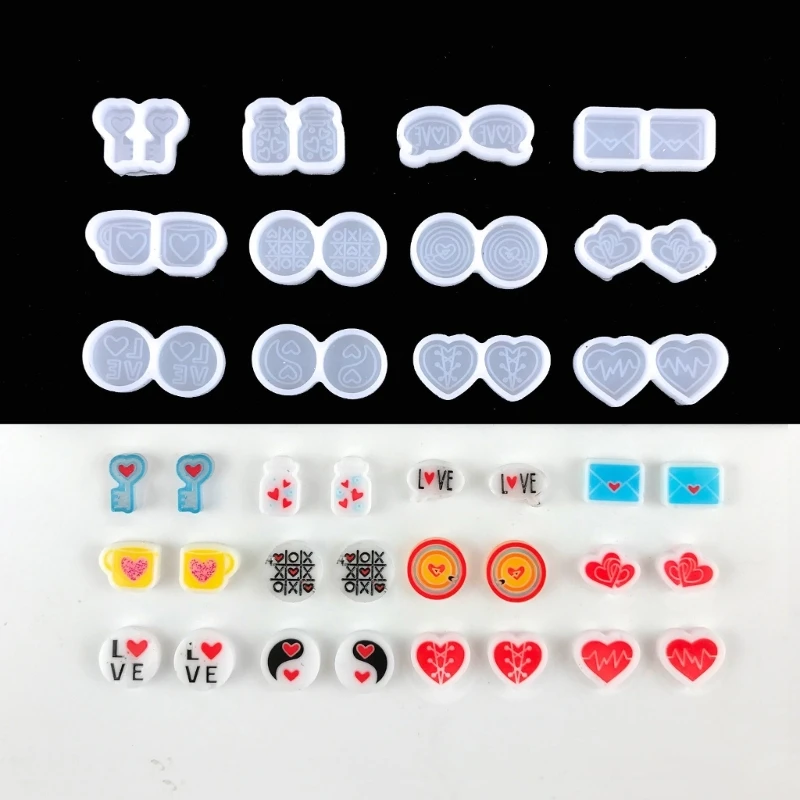

Various Styles Ear Studs Mold Silicone Heart Symbols Earring Mold Jewelry Epoxy Casting Jewelry Making Resin DIY Craft