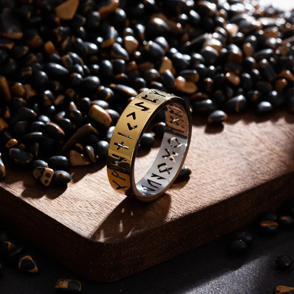 6mm Out Odin Norse Viking Amulet Rune Rings for Men Wedding Jewelry Valentine's Gifts