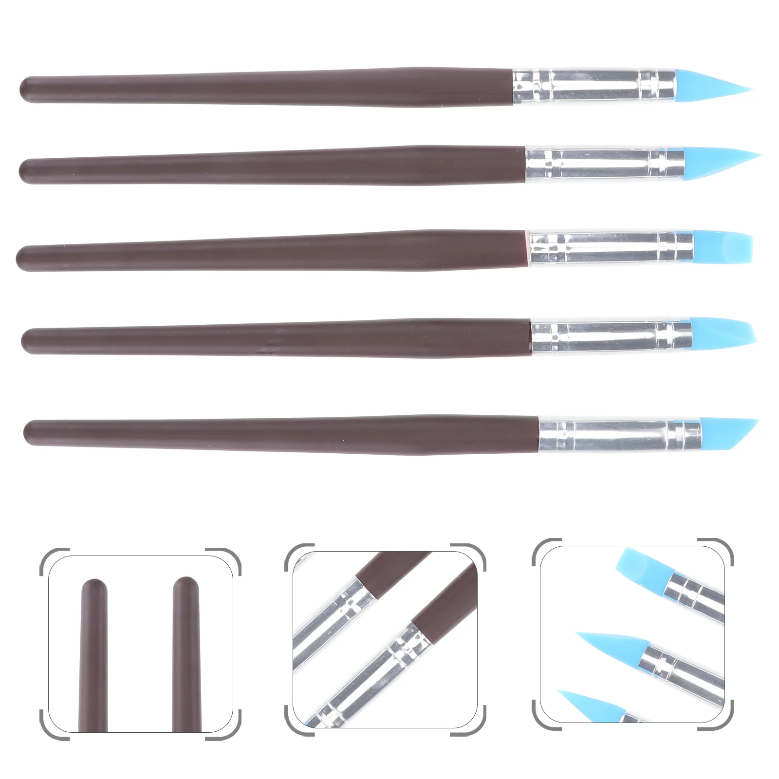 

5pcs Artist Paint Brush Set Colorful Professional Silicon Brushes Blender for Painting Masking Fluid Clay Molding (Dark Red)