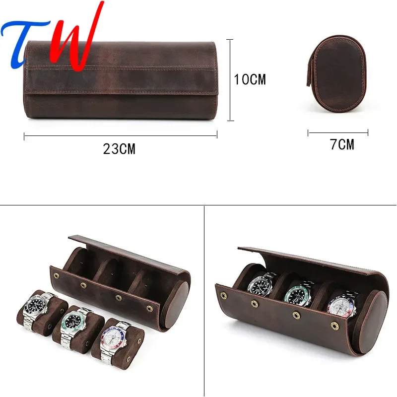 Classics Watch Case Portable Detachable Outdoor Exploration Travel Genuine Leather Free Customization Watch Organizer Box