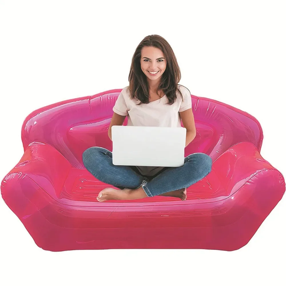 Inflatable Lounger Inflatable Couch 90s Pink Clear Inflatable