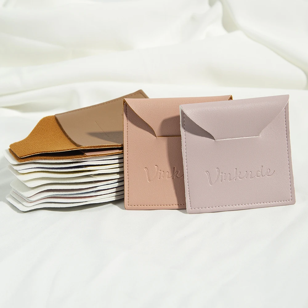 

Custom Luxury Wedding Gift Jewelry Pouch with Your Own LOGO PU Leather Flip Envelope Bags DIY Travel Packaging Storage Dust Bag
