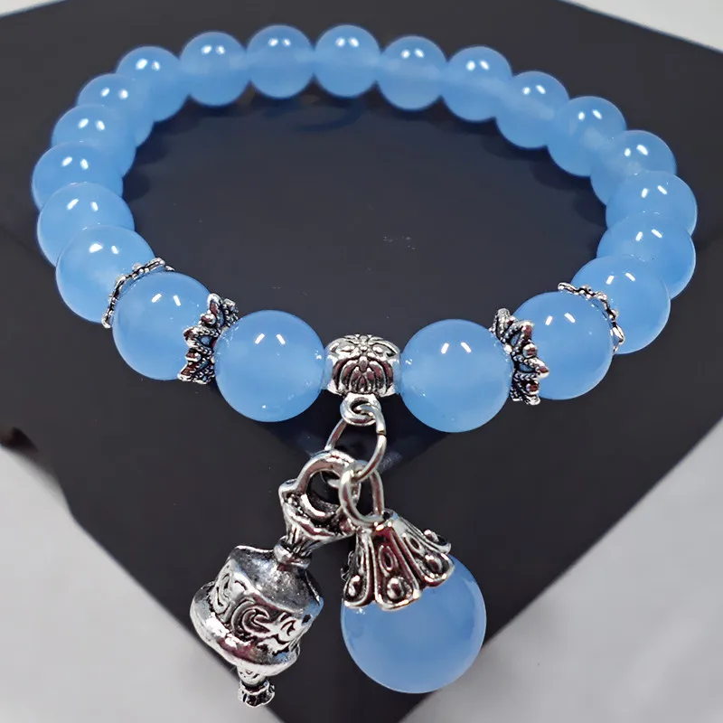 

Natural Crystal Bracelets Chalcedony Stone Bracelet Women Ethnic Style Ladies Fashion Handmade Beaded Hand Jewelry