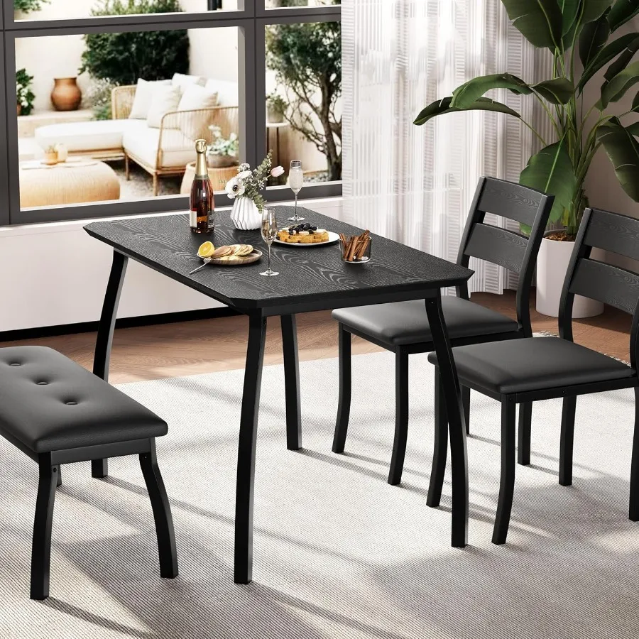 4-Piece Dining Table Set with Bench 3