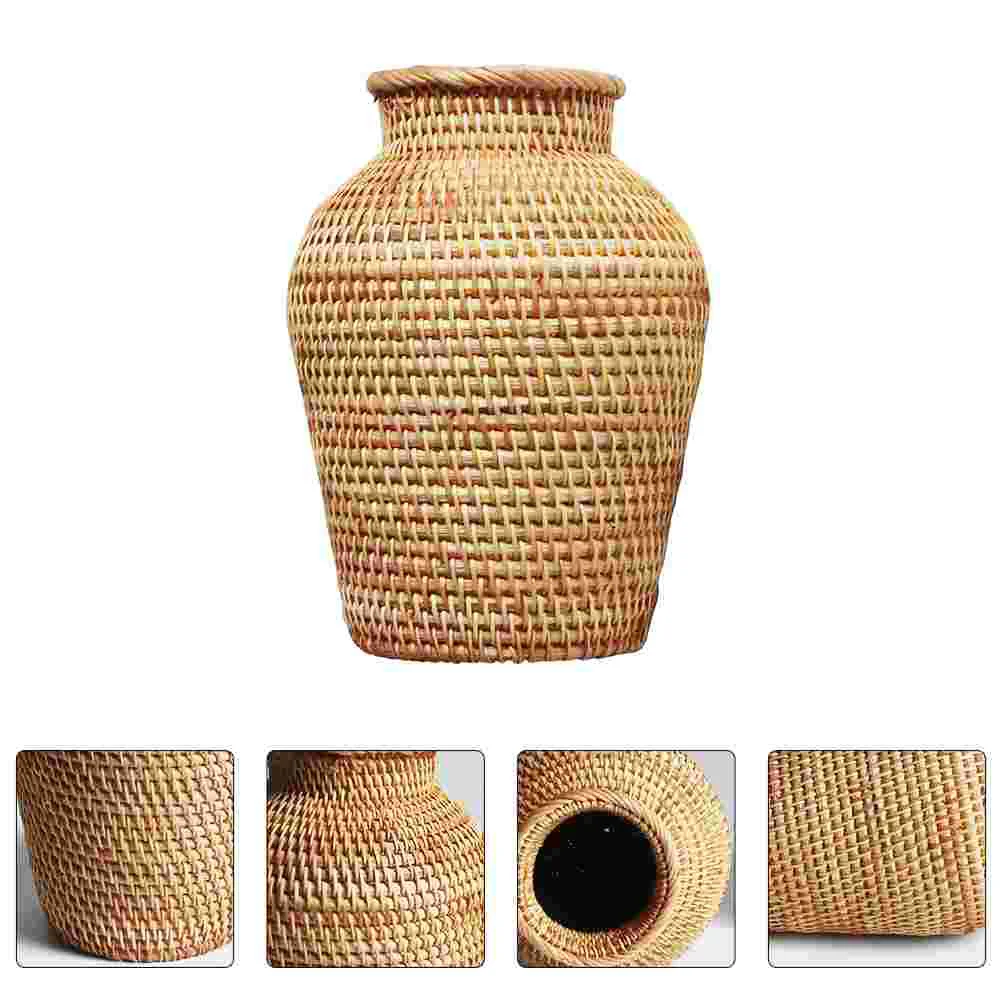 

Wedding Decorations Rattan Vase Dry Flower Container Woven Table Household Arrangement Insert Craft Office Decorative