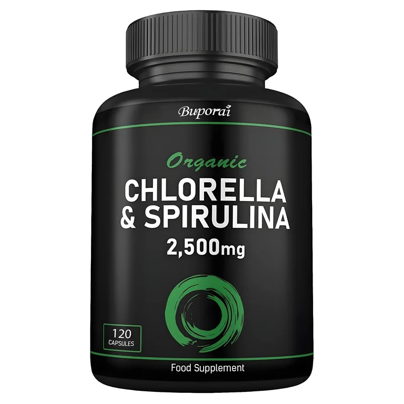 כלורלה אורגנית וספירולינה 2500 מיליגרם - תומך בבריאות החיסון, משפר אנרגיה תאיתית, מעכב הזדקנות תאים ומסייע בניקוי רעלים