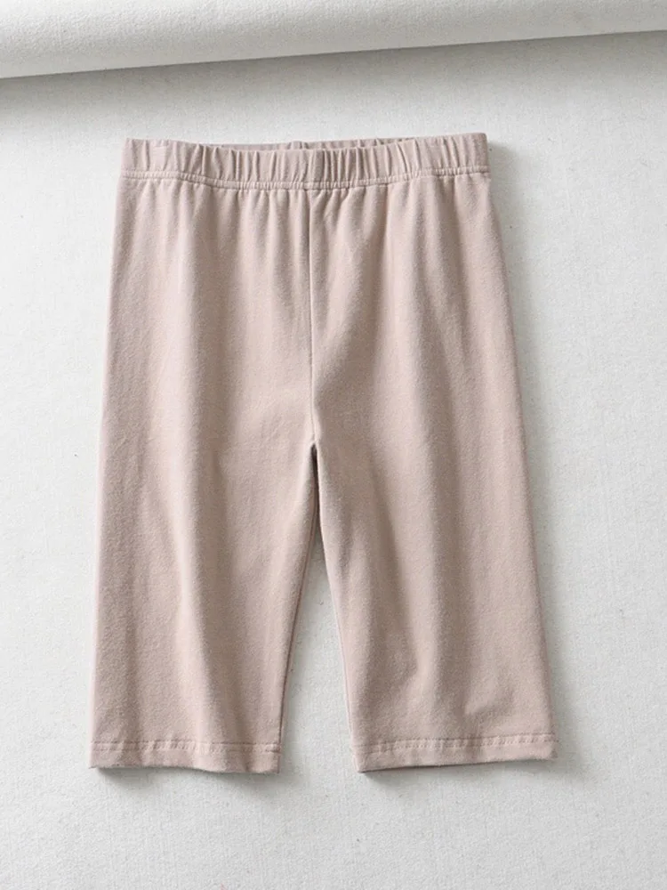 sexy women cotton high waist elastic pure color slim Knee-Length bike shorts female 6