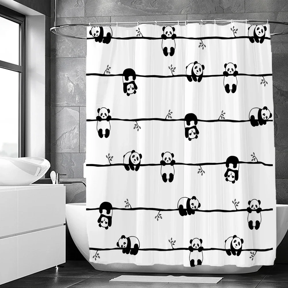 Tenda Doccia In Tessuto Con Animali Simpatici - 180x200 Cm - Cane Squalo Oceano - Impermeabile E Lavabile - Con 12 Ganci Inclusi - Per Bagno E Vasca - 2