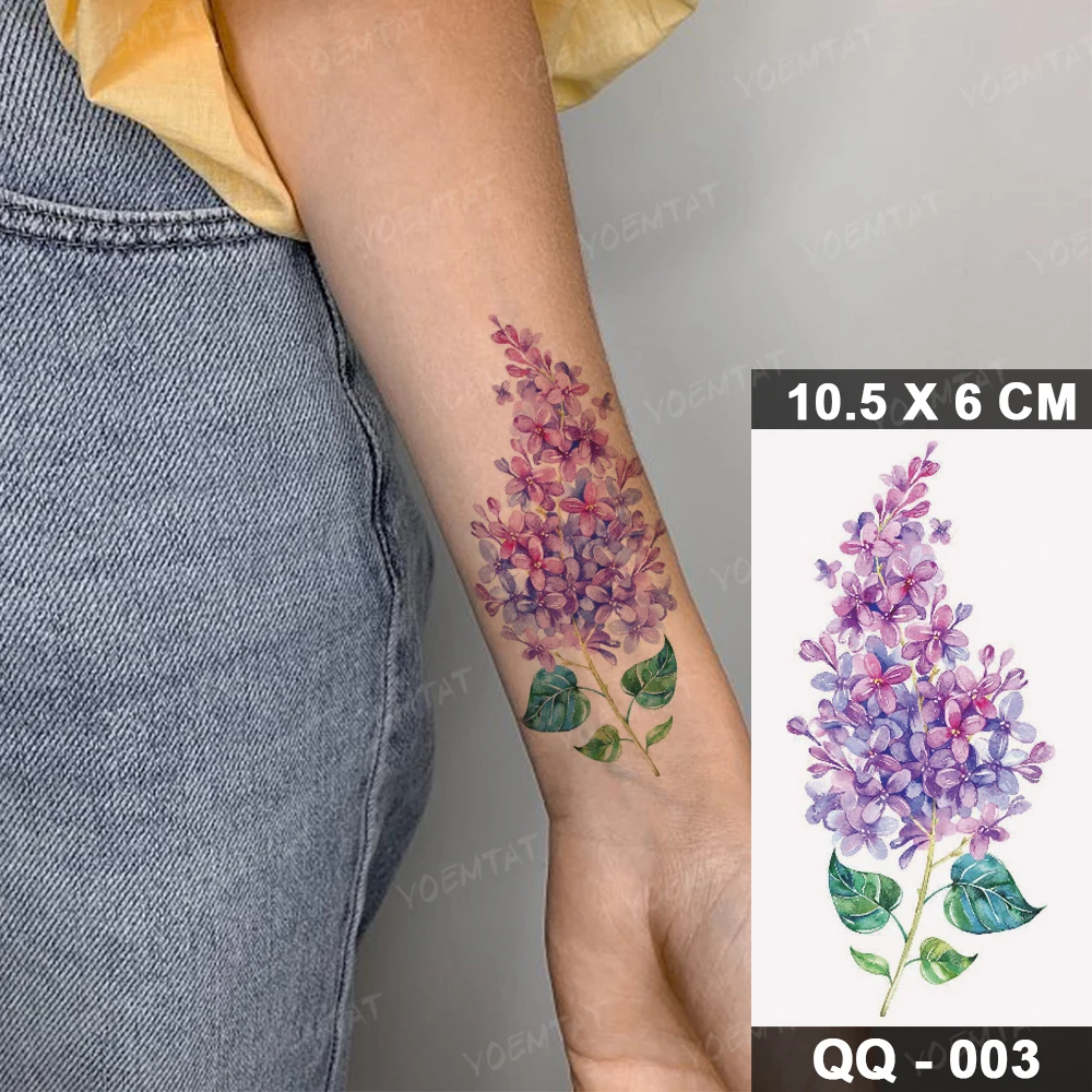 Green Plant Waterproof Temporary Tattoo Sticker Women Girl Men Color Flower Flash Tatoo Ankle Body Art Transferable Fake Tatto