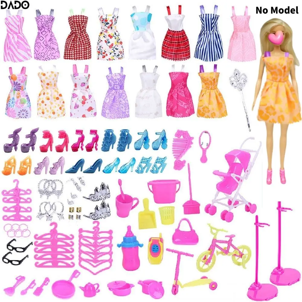 Clothes and Accessories Set for Barbie Princess Dolls Fashion Skirt Outfit Dresses Shoes Party Wedding Gown Christmas Girls Gift