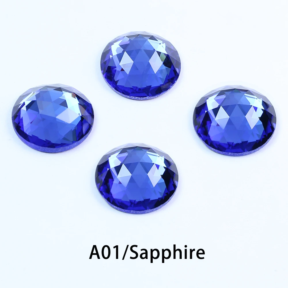 Colore Forma rotonda Strass in vetro con retro piatto Perle di vetro fai da te Strass Accessori per panni da ricamo per indumenti 1062