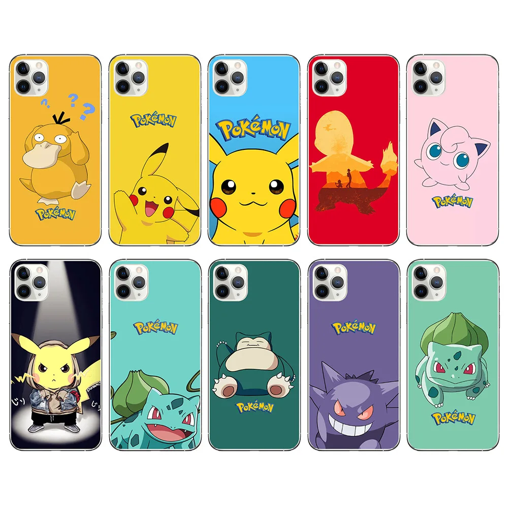 

Kawaii Tpu Pokemon Pikachu Bulbasaur Squirtle Cover Transparent Phone Cases for Iphone 14 13 12 Pro Max Mini 11 X Xs Xr 7 8 Plus
