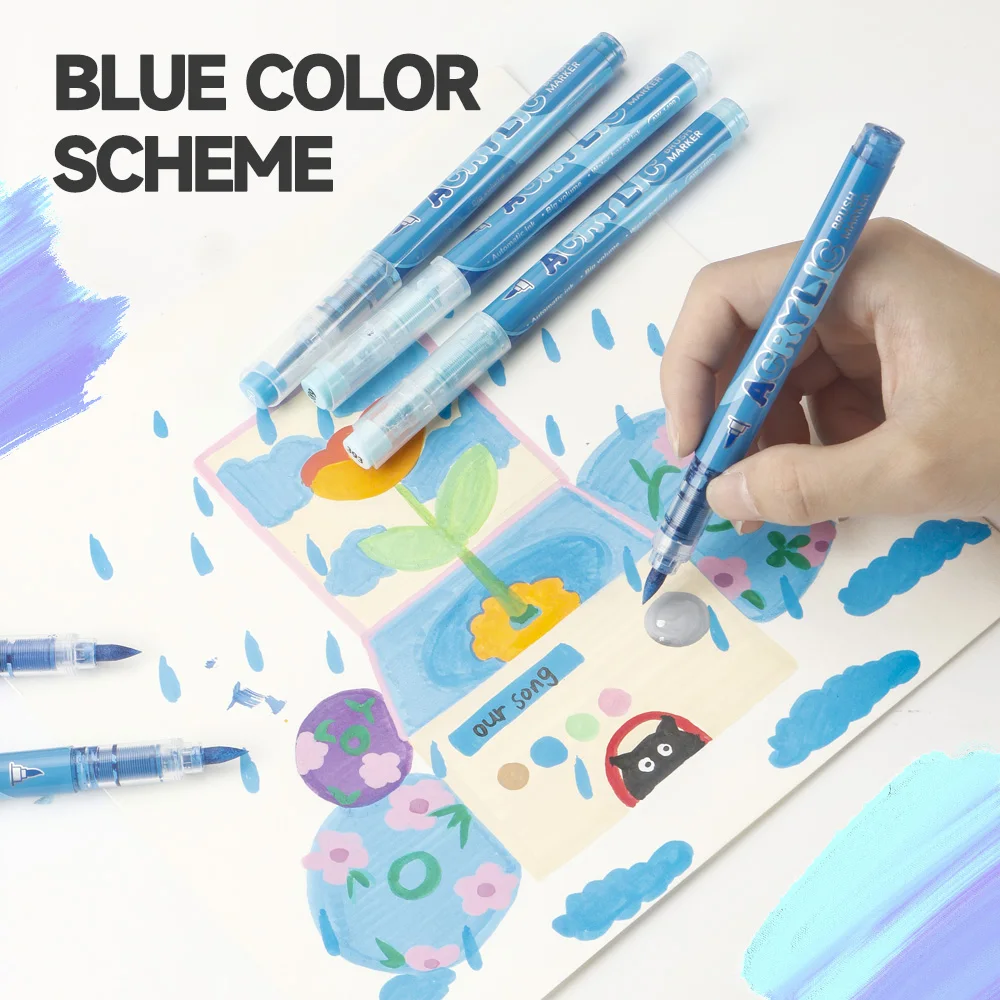 12 Colors Acrylic Brush Markers 5