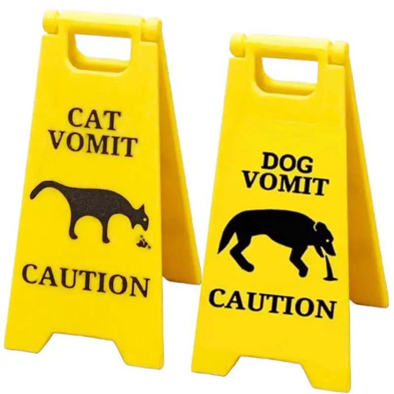 New Funny Cat Vomit Sign Bright Yellow Gift Dog Vomit Sign Yard Warning Signs Humorous Cat Decorations Crafts Pets supplies