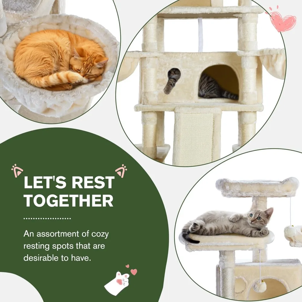 68-Inch Multi-Level Cat Tree Tower for Large Cats 3