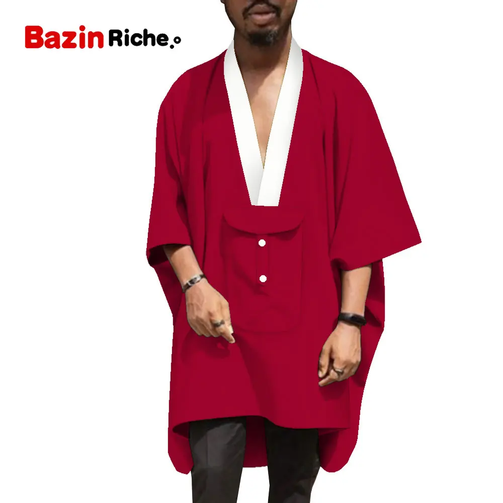 

African Men Clothing Robes for Men Plus Size Patchwork Collar African Mens Apparel Agbada Clothing Dashiki Shirt Outfits WYN1761